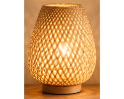 Tafellamp Bacoli - Bamboo - Handgemaakt - Tafellamp voor slaapkamer - Tafellamp voor woonkamer - D20 x H23cm - Sfeerlicht