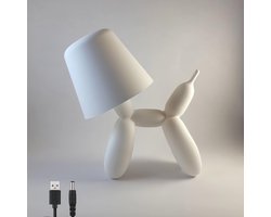 Tafellamp ballon hond – Dimbare LED met 3 Lichtstanden – Touch & Draadloos – USB Oplaadbaar met Accu – Zonder Snoer – Moderne Eyecatcher – Sfeerverlichting voor Woonkamer, Slaapkamer & Kantoor