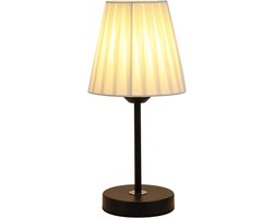 Tafellamp - Bedlamp - Dimbare LED Tafellamp - Nachtlampje - 3-Kleuren Licht - Stoffen Lampenkap - Moderne Tafellamp - Slaapkamer & Woonkamer - Bureau Lamp - Wit - Klein