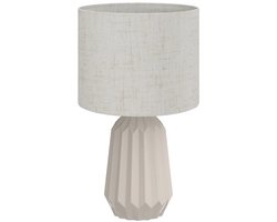 Tafellamp - Bedlamp Met Linnen Kap - Tuimelschakelaar - Bureaulamp - 22 x 22 x 39 cm - Beige