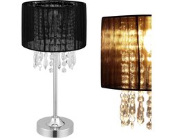 Tafellamp Bellevue met kristallen 55xØ20 zwart en chroom E14