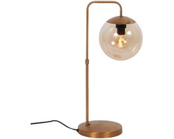 Tafellamp Bollique 4610BR bronskleurig met amber glas - Steinhauer, hoogte 46 cm, diepte 25 cm, breedte 16 cm, klassiek design, geschikt voor E14 lichtbronnen