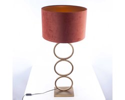 Tafellamp capri 2 ringen | 1 lichts | koper / bruin / goud | metaal / stof | Ø 40 cm | 94 cm hoog | tafellamp | modern / sfeervol / klassiek design