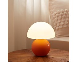 Tafellamp, Champignon Bureaulamp, Champignonlamp Keramische Basis, Tafel Warm Licht, Eettafel Bed Klein Licht Woonkamer, Oranje
