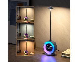 Tafellamp draadloos bedlampje met 3 RGB-modi en 3 helderheidsniveaus Sunrise Dual Alarm Clock Wake Up Light met 7 geluiden USB-oplaadbaar voor slaapkamer woonkamer