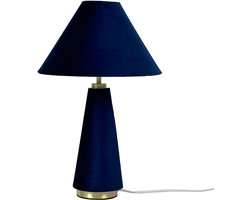 Tafellamp fluweel - Ø 30 cm - slaapkamer - donkerblauw-goud
