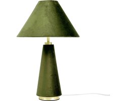 Tafellamp fluweel - Ø 30 cm - slaapkamer - olijfgroen-goud