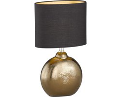 Tafellamp Foro - Antiek bronzen ontwerp met stoffen kap en snoerschakelaar