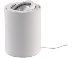 Tafellamp Fury rond Ø 8 cm – Kleine richtbare tafellamp – Witte tafellamp - Excl. GU10 lamp – Lamp voor achter de plant – Lamp voor op de grond – Lamp voor op de kast – Lamp voor op de tafel – Richtbare tafellamp - Wit