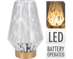 Tafellamp Glas 24Cm Wit luipaard print