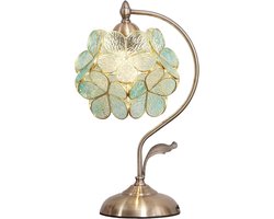 Tafellamp-Glazen-Bloemen-Brons-Basis-Handgemaakt-Decoratieve-Lamp-Desk-Lamp-Retro-Sfeerverlichting