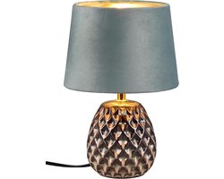 Tafellamp Groen Keramiek Sokkel met Groen Fluwelen Kap - Sfeervolle Verlichting