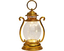 Tafellamp - H:16.2CM - Snoerloze tafellamp - Mini-hanglamp - Led-lantaarns - Lantaarn - Lantaarn Windlicht - Op batterijen - Decoratie voor binnen - Hangend of staand - Tafellampdecoratie - Voor tuin buiten en woondecoraties - Goud