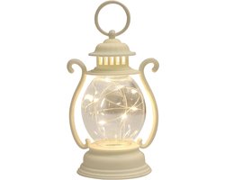 Tafellamp - H:16.2CM - Snoerloze tafellamp - Mini-hanglamp - Led-lantaarns - Lantaarn - Lantaarn Windlicht - Op batterijen - Decoratie voor binnen - Hangend of staand - Tafellampdecoratie - Voor tuin buiten en woondecoraties - Wit