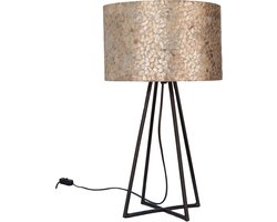 Tafellamp handgemaakt woonkamer slaapkamer design Gold capiz parelmoer schelp met kap Ø 28 cm