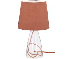 Tafellamp helder glas stoffen kap bruin verlichting schakelaar ACTION 800801510000