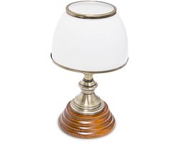 tafellamp hout - met glazen lampenkap - art deco - bureaulamp