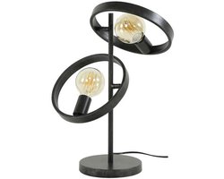 Tafellamp Industrieel Circular - Tafel Lamp voor Woonkamer / Slaapkamer / Eetkamer - Donkergrijze Industriele / Modern Staande Kleine Lamp met Warm Licht (42x26x53)