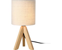 Tafellamp Koblenz tripod lamp 37,5xØ18 cm beige en hout E14