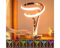 Tafellamp - LED Dimbaar - Moderne spiraalvormige RGB tafellamp, uniek, 7 kleuren, 10 lichtstanden, LED, touch dimbaar, coole nachtkastjes voor woonkamer, slaapkamer, kantoor, ideaal cadeau (zwart)