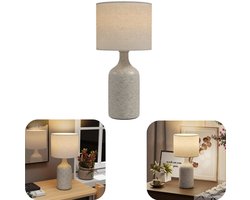 Tafellamp - leeslamp - keramische tafellamp - retro tafellamp - nachtlamp - met voet - snoerschakelaar - zacht licht - woonaccessoires - geschikt voor slaapkamer, studeerkamer, woonkamer (bruin, 22*45cm)