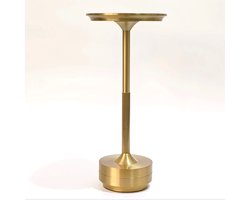Tafellamp 'Lucerna' - Oplaadbare tafellamp met 3 kleurinstellingen, traploos dimbaar, soft-touch bediening - goud - voor horeca, slaapkamer, huiskamer, terras