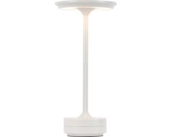 Tafellamp 'Lucerna' - Oplaadbare tafellamp met 3 kleurinstellingen, traploos dimbaar, soft-touch bediening - wit - voor horeca, slaapkamer, huiskamer, terras
