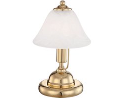 Tafellamp messing tafellamp touch bureaulamp antiek glas albast, kabel 1,5m, 1x E14 fitting, DxH 17x27 cm