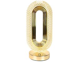 Tafellamp met aanraakbediening, USB-oplaadbare, 3-weg aanraaksensor van acryl voor op het nachtkastje, schattige sfeer-LED-lamp voor op het nachtkastje, voor in de slaapkamer, kinderkamer, woonkamer, kantoor en eetkamer, maan (ovaal)