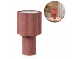 Tafellamp met Boucléstof - Moderne Tafellamp - Ø 17,5 x 27,5 cm - Roze