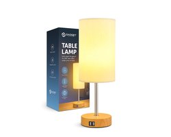 Tafellamp met Oplaadpoorten incl. LED Lamp - Dimbaar - Voor Slaapkamer / Woonkamer - Met Kap