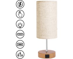 Tafellamp - met stoffen kap & keramiek voet - bedlamp slaapkamer - Stekkerlamp