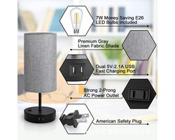 Tafellamp met USB - Bedlamp Touch - Sfeerverlichting Laden - Drie Helderheidsniveaus - 15x14x40cm - Wit Zwart