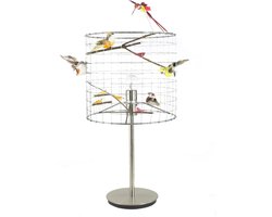 Tafellamp met vogeltjes-Landelijk- Zilver-Ø25cm.