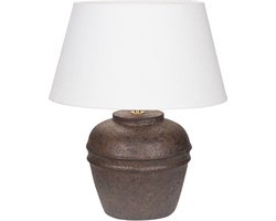 Tafellamp Mini Hampton | 1 lichts | bruin / creme | keramiek / stof | Ø 25 cm | 43 cm hoog | landelijk / klassiek / sfeervol design