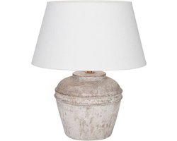 Tafellamp Mini Hampton | 1 lichts | zand / beige / creme | keramiek / stof | Ø 25 cm | 43 cm hoog | landelijk / klassiek / sfeervol design