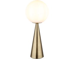 Tafellamp Nachtlamp Leeslamp Woonkamerlamp Bijzetlamp Slaapkamerlamp Kegelvormig, metaal Glazen bol wit messingkleurig, 1x E27, H 49,5 cm