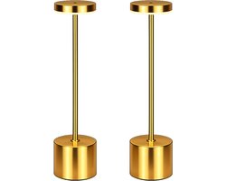 Tafellamp Oplaadbaar - 2 Stuks - 25 uur Brandduur - Draadloos - 34 cm - Goud