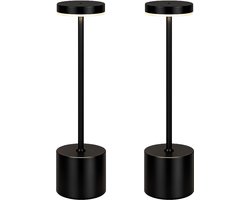 Tafellamp Oplaadbaar - 2 Stuks - 25 uur Brandduur - Draadloos - 34 cm - Zwart