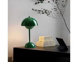Tafellamp Oplaadbaar – 3 Kleuren - Draadloos en dimbaar - Moderne touch lamp – Nachtlamp Slaapkamer – Decoratieve - Bureaulamp - LED-Inkt groen