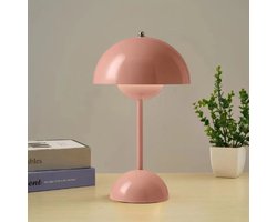 Tafellamp Oplaadbaar – 3 Kleuren - Draadloos en dimbaar - Moderne touch lamp – Nachtlamp Slaapkamer – Decoratieve - Bureaulamp - LED - roze