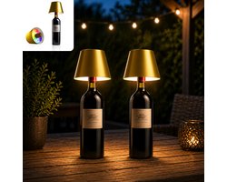 Tafellamp Oplaadbaar – Tafellamp Draadloos – LED Tafellamp Dimbaar & Multicolour – Tafellamp voor Binnen & Buiten – Zonder Snoer – USB Oplaadbaar – Flessenlamp Sfeerverlichting voor Woonkamer & Slaapkamer