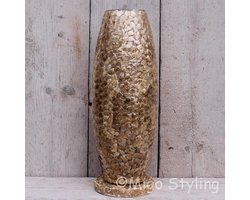 Tafellamp - Schelp - Cone copper - Gevlokt - E27 - Nachtkast lampje - Woonkamer - H46 cm - Incl lichtbron - 4 Watt Led