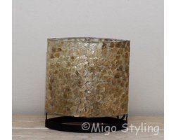 Tafellamp - Schelp - copper - Gevlokt - Woonkamer - E27-Nachtkast lampje - Ovaal - Bedlamp - Hoogte 20 cm