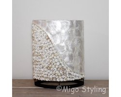 Tafellamp - Schelp - Slaapkamer - Woonkamer - E27 - Nachtkast lampje - Ovaal - Leeslamp - Bedlamp - Hoog 30 cm