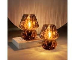 Tafellamp Set - Sfeerverlichting Glas - Slaapkamer Decoratie - Dimbare Verlichting - Set van 2 - Translucent