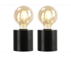 Tafellamp - Set van 2 metalen draadloze tafellampen - Werkt op batterijen - 20 cm hoog - Decoratieve sferische nachtkastlamp - Batterijlamp - Licht voor bruiloften, feesten, buiten, binnen en woonkamer