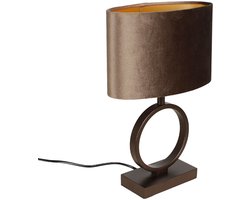 Tafellamp Sienna cacao / bruin met ovale velours kap | 1 lichts | bruin velours | earth on gold / brons / bruin| metaal / stof | Ø 25 cm | 38 cm hoog | tafellamp | modern / sfeervol / tijdloos design