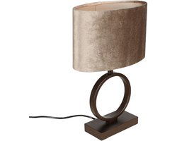 Tafellamp Sienna cacao / bruin met ovale velours kap | 1 lichts | bruin velours | taupe on taupe / bruin | metaal / stof | Ø 25 cm | 38 cm hoog | tafellamp | modern / sfeervol / tijdloos design