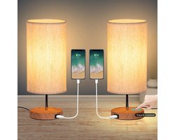 tafellamp slaapkamer- met USB oplaadpoort - 3 kleurverandering - LED -lampen inbegrepen